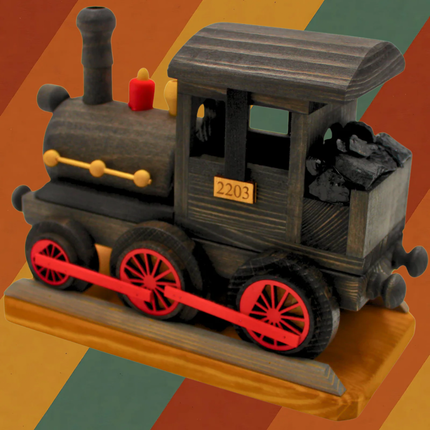 XXL Räucherlokomotive aus Holz mit echter Kohle