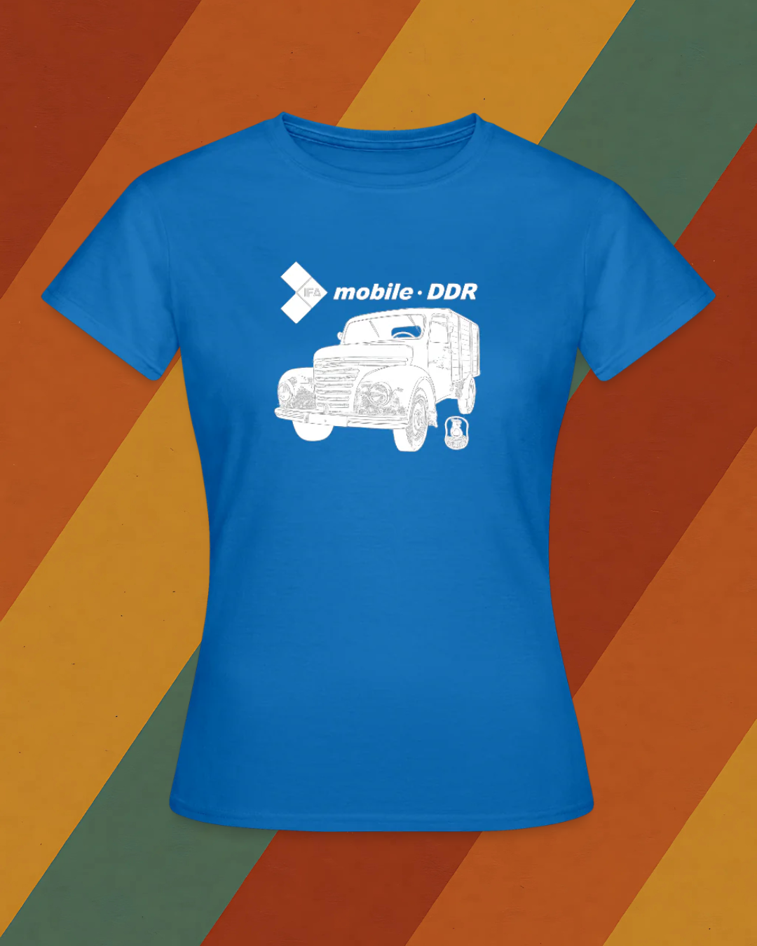 IFA Mobile DDR Damen T-Shirt mit Oldtimer-LKW Motiv aus der ostdeutschen Nutzfahrzeuggeschichte