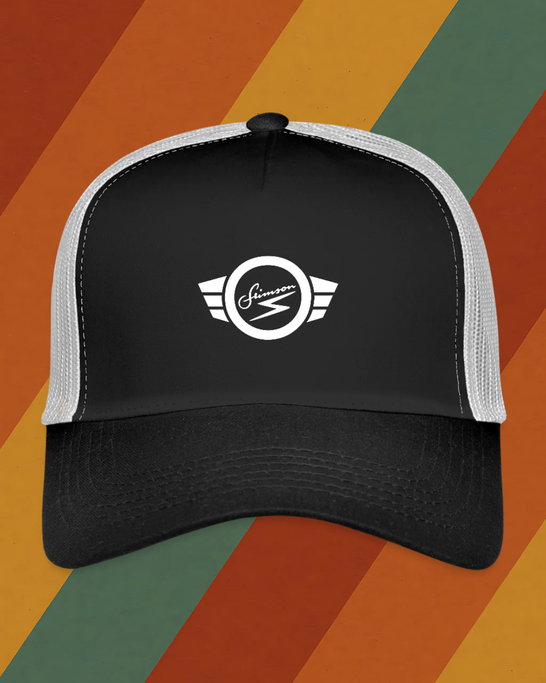 Simson Trucker Cap mit klassischem DDR Markenlogo und Meshrückseite