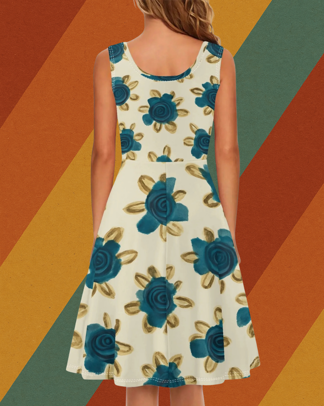 Sommerschönheit in Blau – DDR-inspiriertes A-Linien Kleid mit Taschen