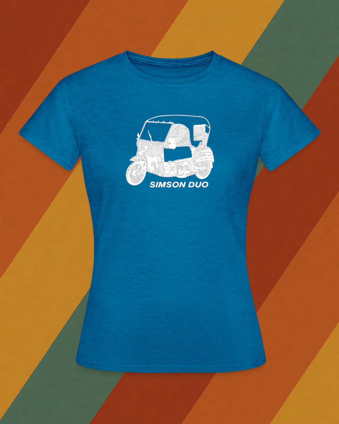 Simson DUO Damen T-Shirt mit Kultfahrzeug-Motiv der DDR