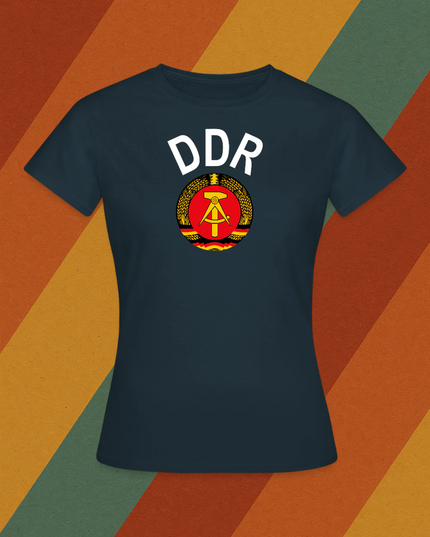 DDR Damen T-Shirt mit Staatswappen – Ostdeutscher Klassiker in Retro-Optik