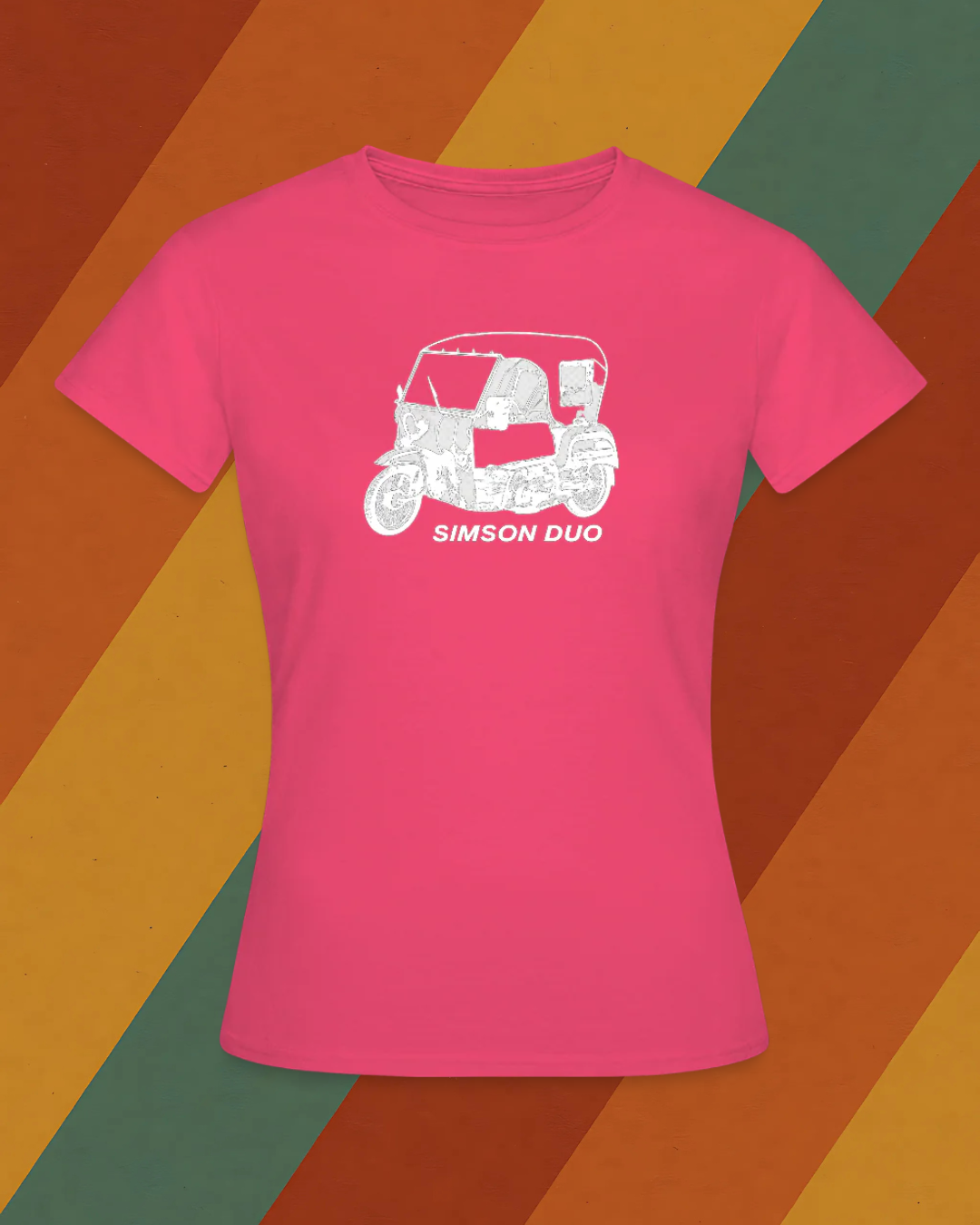 Simson DUO Damen T-Shirt mit Kultfahrzeug-Motiv der DDR