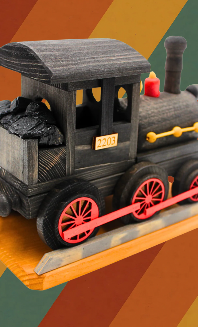 XXL Räucherlokomotive aus Holz mit echter Kohle