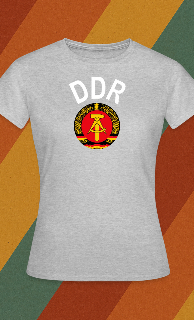 DDR Damen T-Shirt mit Staatswappen – Ostdeutscher Klassiker in Retro-Optik