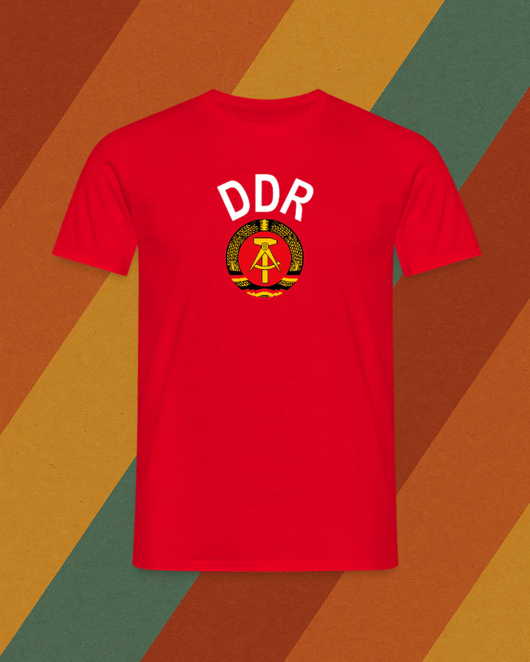 DDR Herren T-Shirt mit Staatswappen – Ostdeutscher Stolz auf Stoff