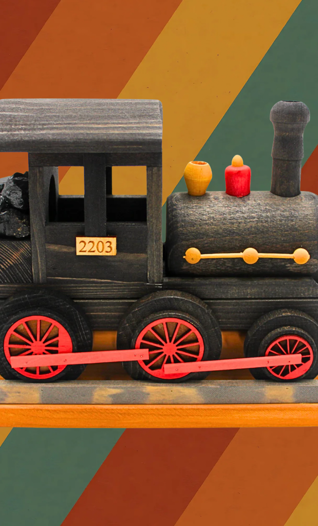 XXL Räucherlokomotive aus Holz mit echter Kohle