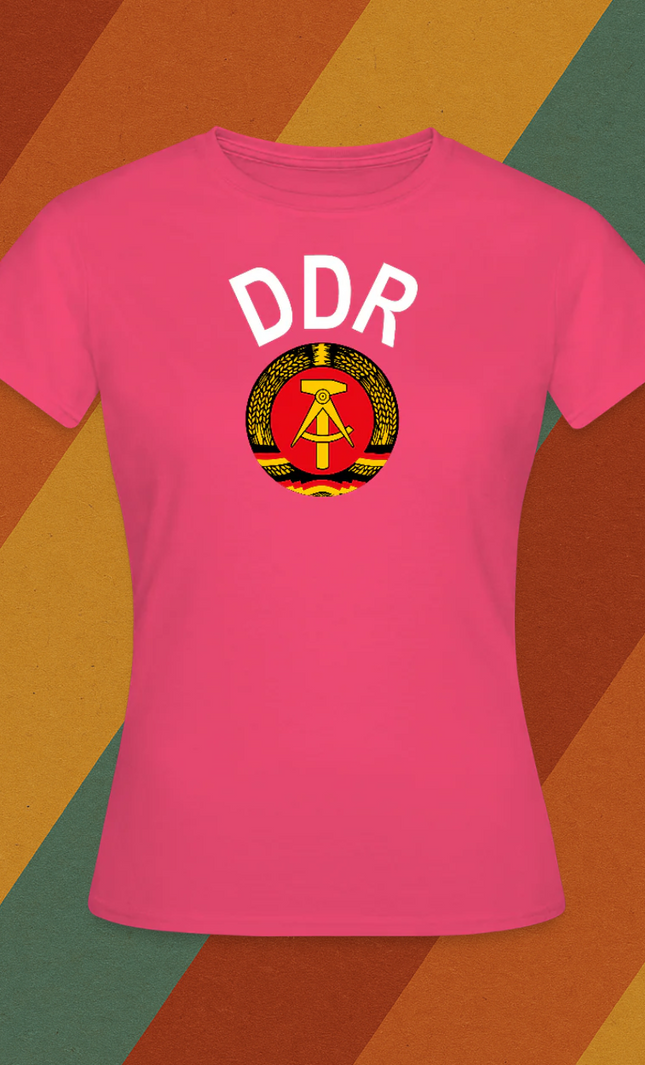 DDR Damen T-Shirt mit Staatswappen – Ostdeutscher Klassiker in Retro-Optik