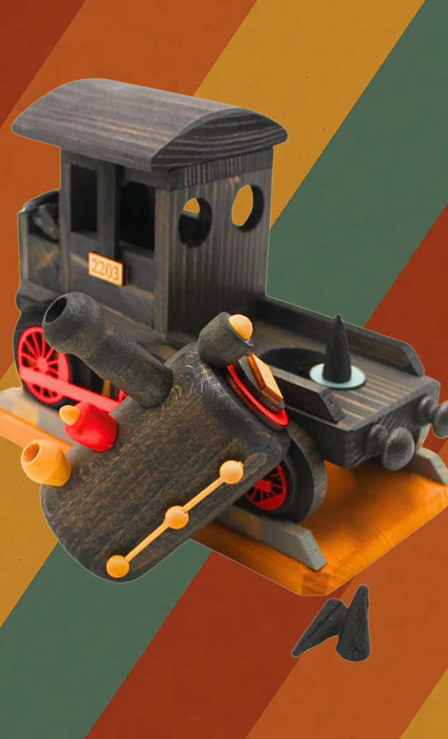 XXL Räucherlokomotive aus Holz mit echter Kohle