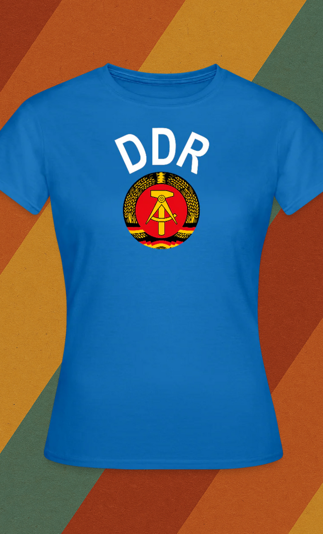 DDR Damen T-Shirt mit Staatswappen – Ostdeutscher Klassiker in Retro-Optik