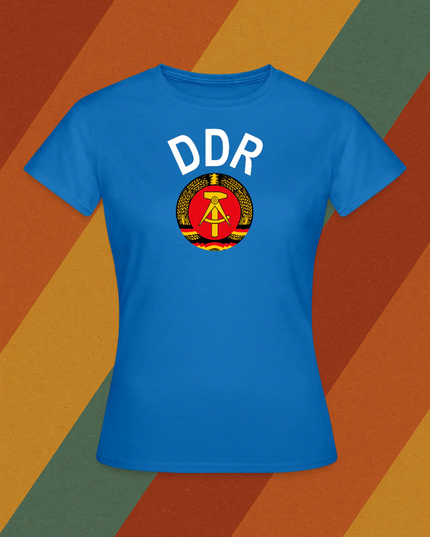 DDR Damen T-Shirt mit Staatswappen – Ostdeutscher Klassiker in Retro-Optik