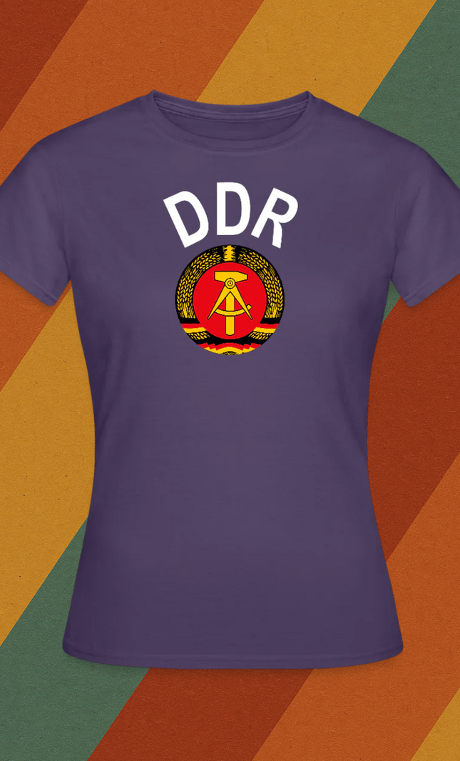 DDR Damen T-Shirt mit Staatswappen – Ostdeutscher Klassiker in Retro-Optik