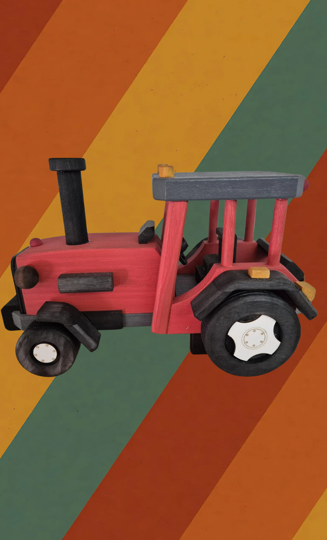 Räuchermann Traktor DDR LPG aus Buchenholz handgefertigt