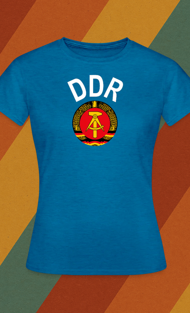 DDR Damen T-Shirt mit Staatswappen – Ostdeutscher Klassiker in Retro-Optik