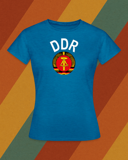 DDR Damen T-Shirt mit Staatswappen – Ostdeutscher Klassiker in Retro-Optik