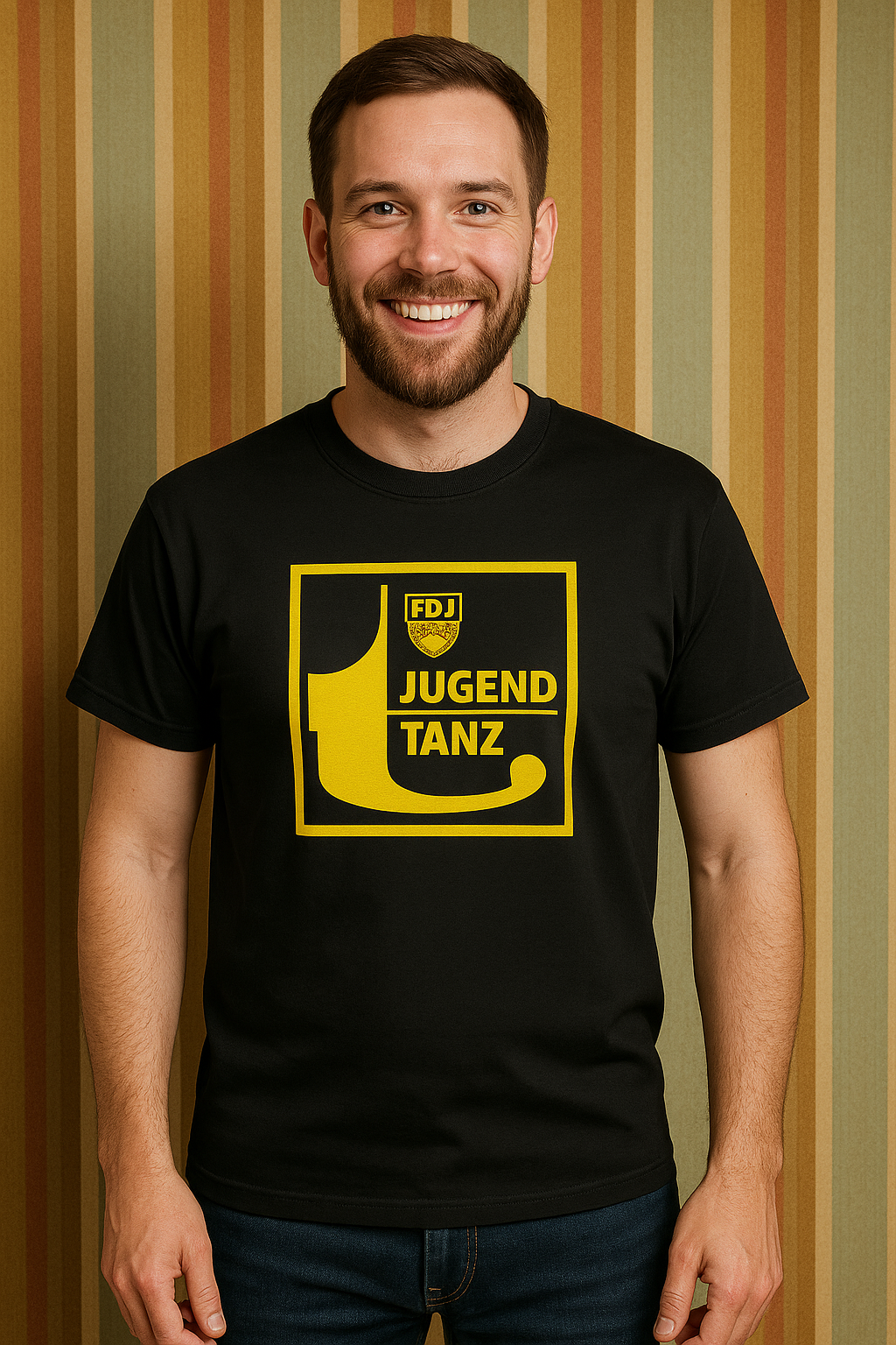 FDJ Jugendtanz Herren T-Shirt – Offizielles Kultdesign aus der Jugendbewegung der DDR