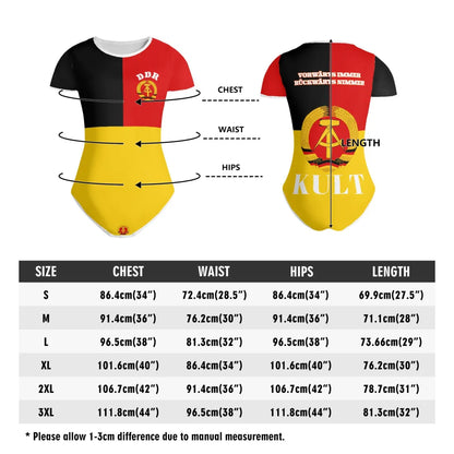 DDR Bodysuit mit Vorwärts Nimmer Backprint