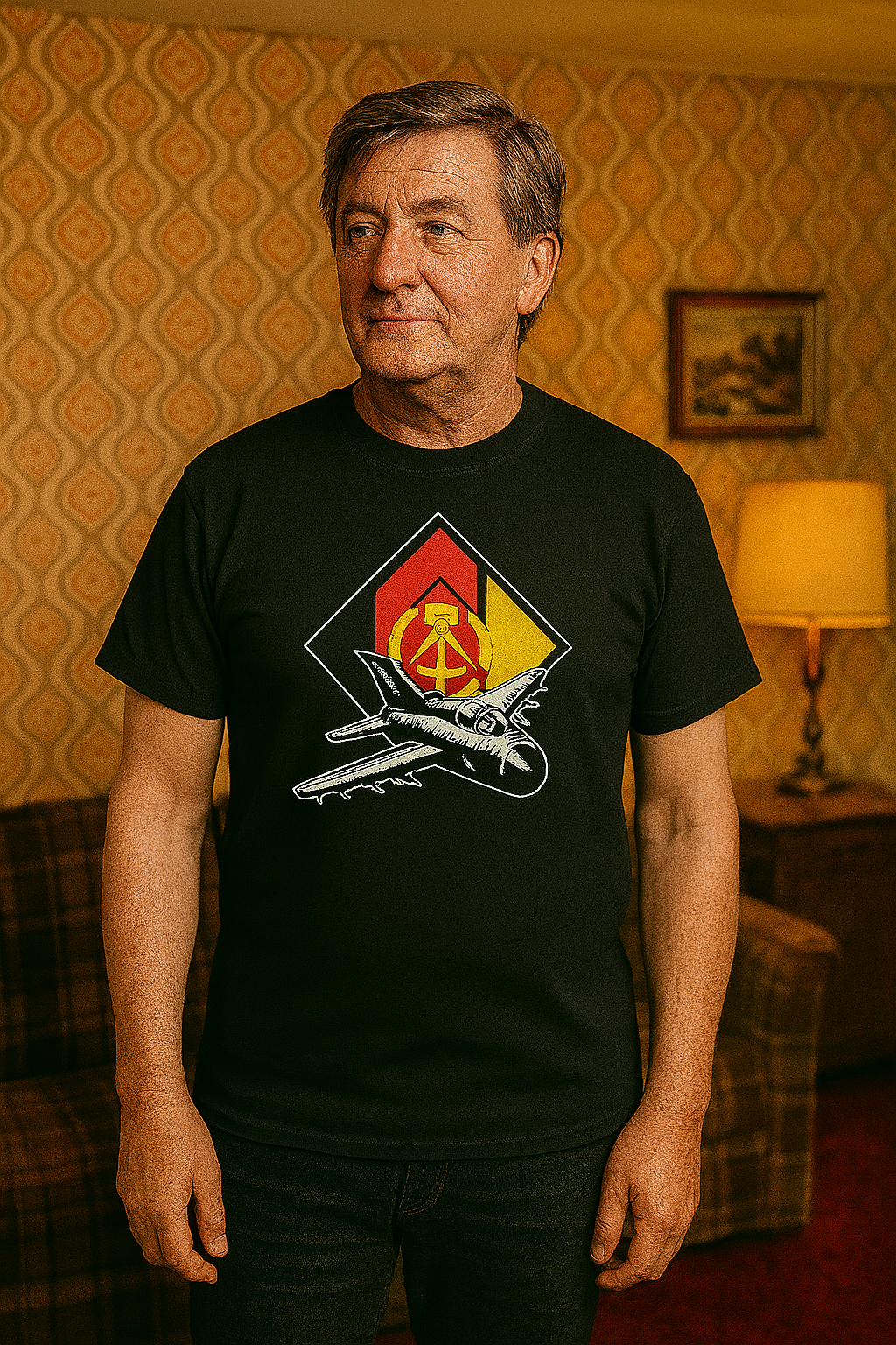 DDR Luftstreitkräfte T-Shirt – Kampfjet mit Staatswappen
