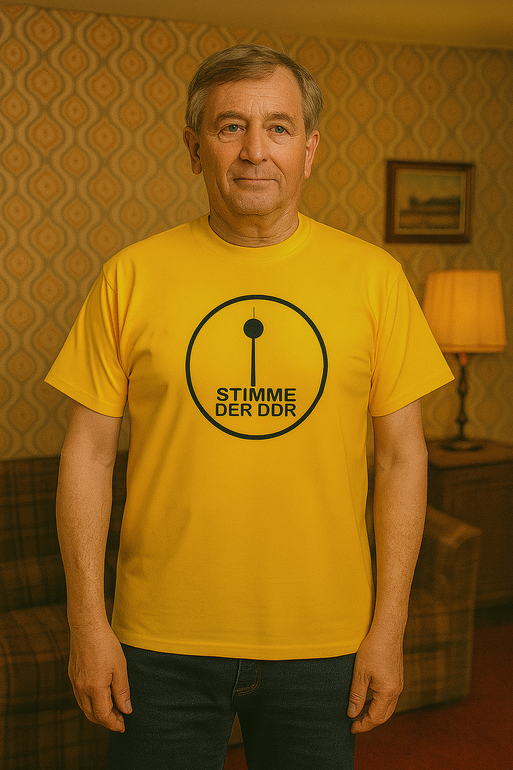 Stimme der DDR T-Shirt – Kultsender-Design in Signalgelb