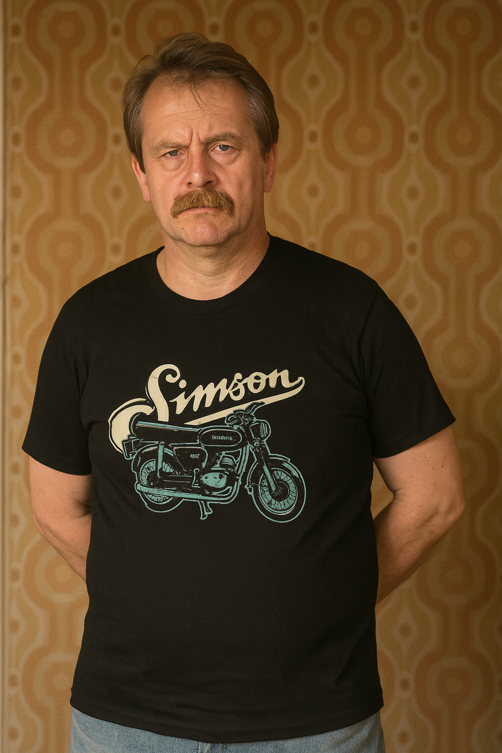 Simson Retro T-Shirt – Kult-Moped als Vintage-Design auf Schwarz