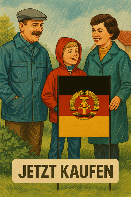 DDR Deko Schild mit DDR Fahne für Garten und Balkon