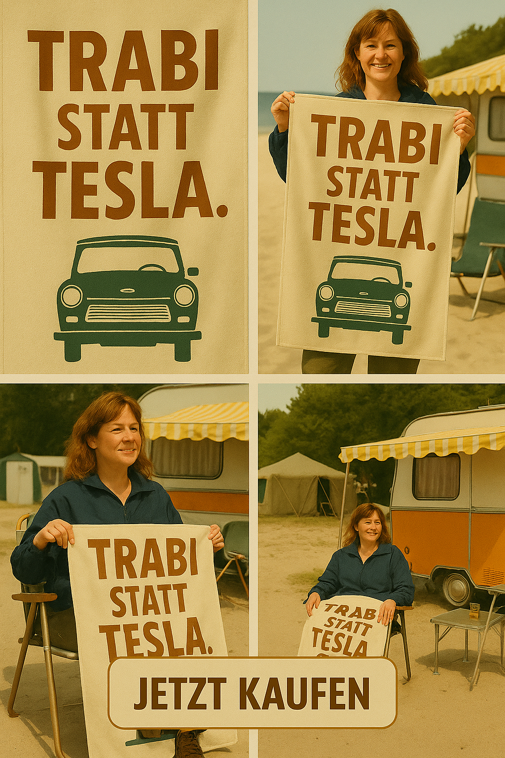 Trabi statt Tesla Handtuch