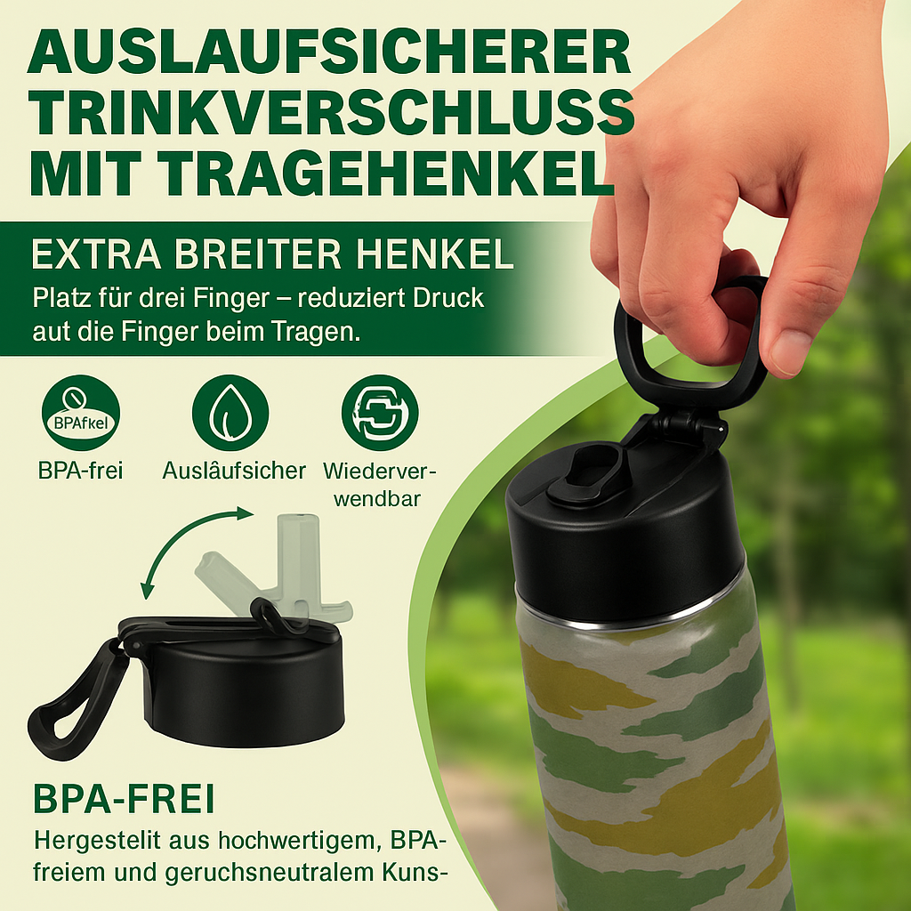 NVA Feldflasche – 355 ml Edelstahl – Tarnmuster der Nationalen Volksarmee
