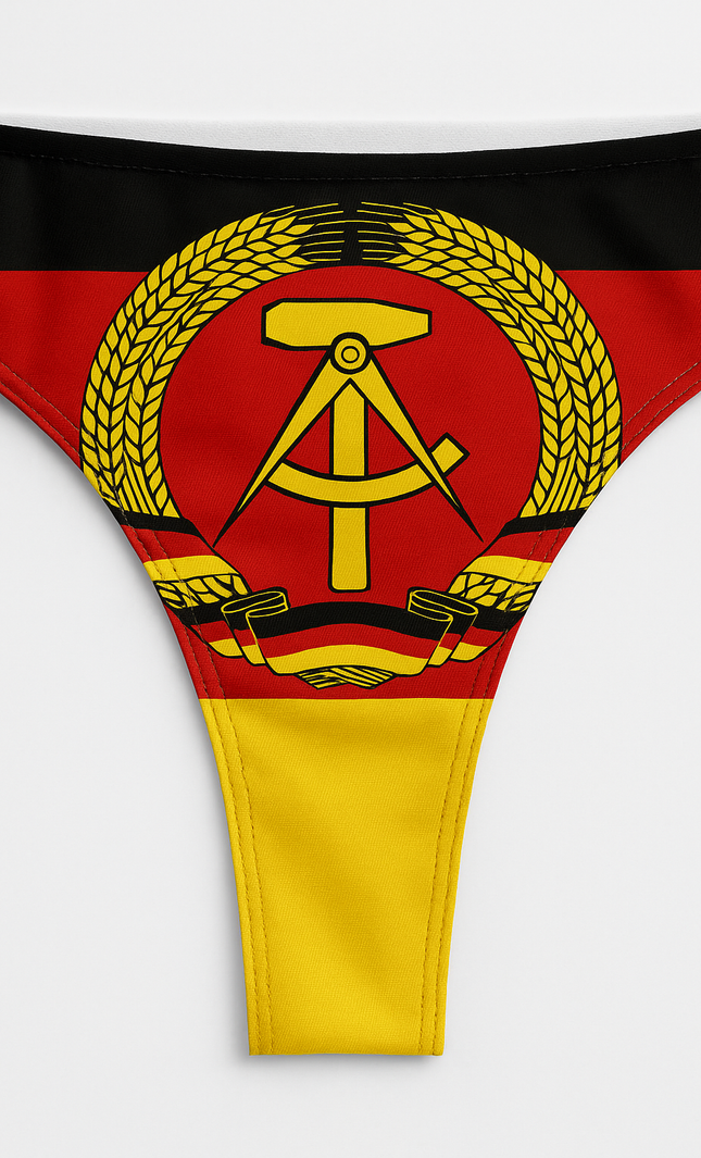 DDR Damen-Tanga – Retro-String mit All-Over Flaggen-Design (Polyester)