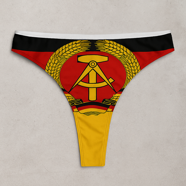 DDR Damen-Tanga – Retro-String mit All-Over Flaggen-Design (Polyester)