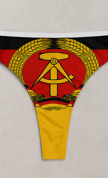 DDR KULT | Damen Tanga DDR Flagge (Sexy String mit Wappen)