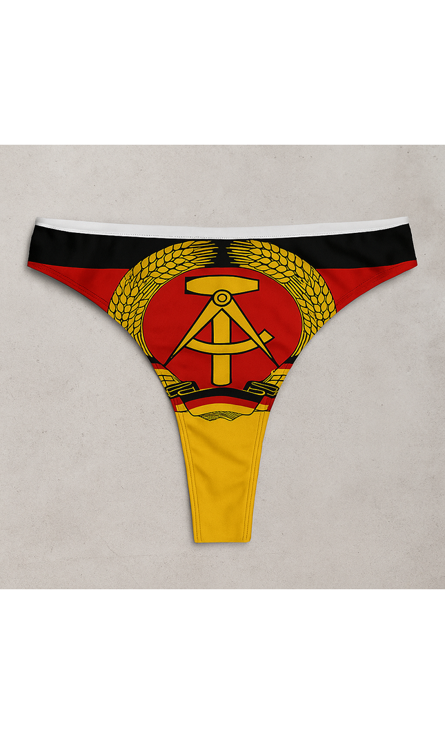DDR Damen-Tanga – Retro-String mit All-Over Flaggen-Design (Polyester)
