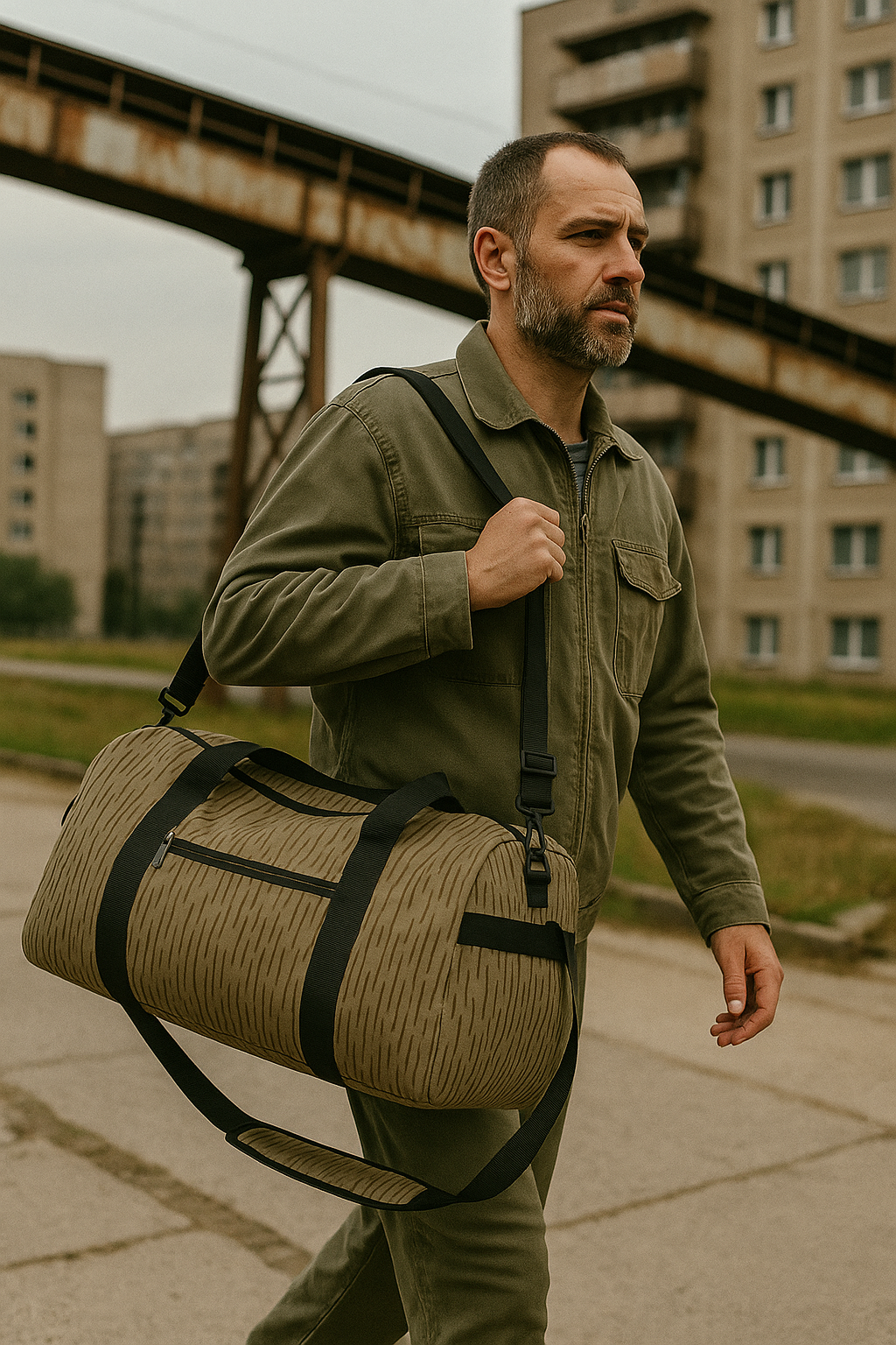 NVA Sporttasche mit Schuhfach – Kompakte Duffle Bag im Einstrich-Keinstrich-Muster