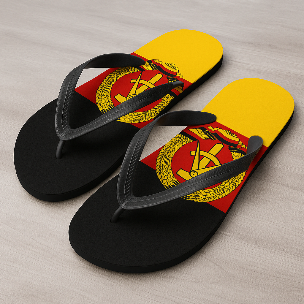 DDR Flipflops – Kultige Badeschlappen mit Flagge & Staatswappen (Unisex)