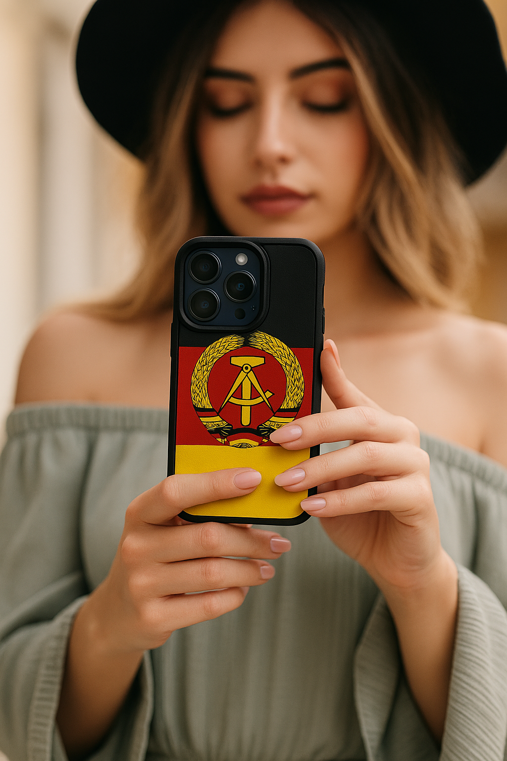 DDR Handyhülle für iPhone 15 Pro – Kult-Design mit Flagge & Staatswappen