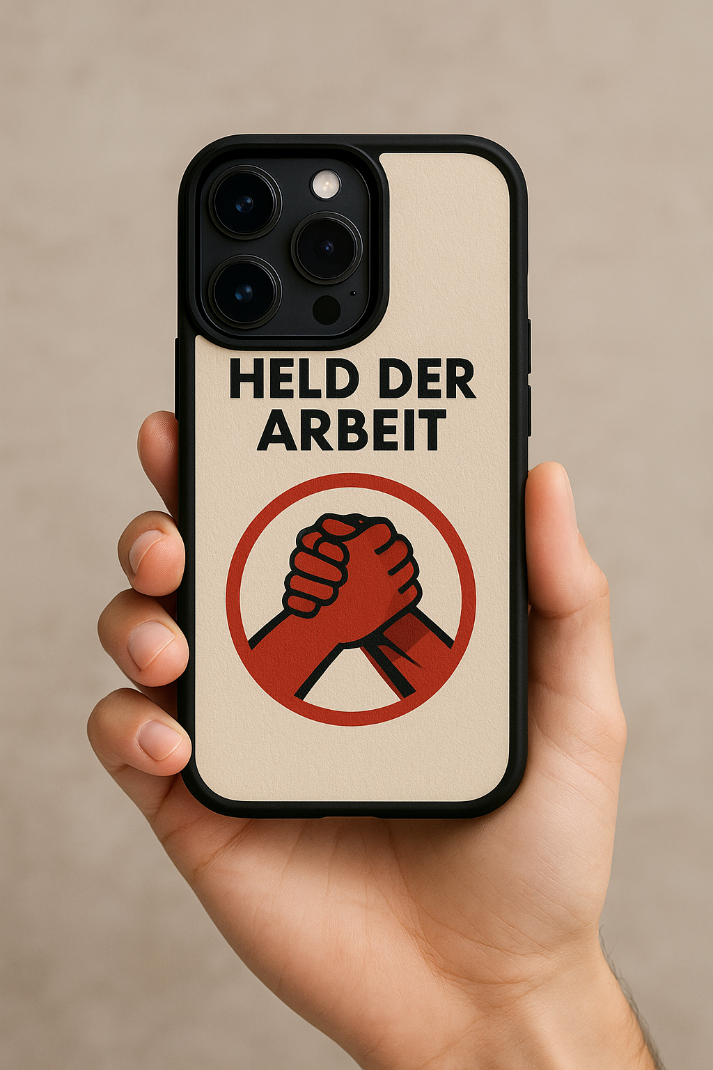 Held der Arbeit Handyhülle für iPhone 15 Pro Max – Ost-Statement für echte Macher