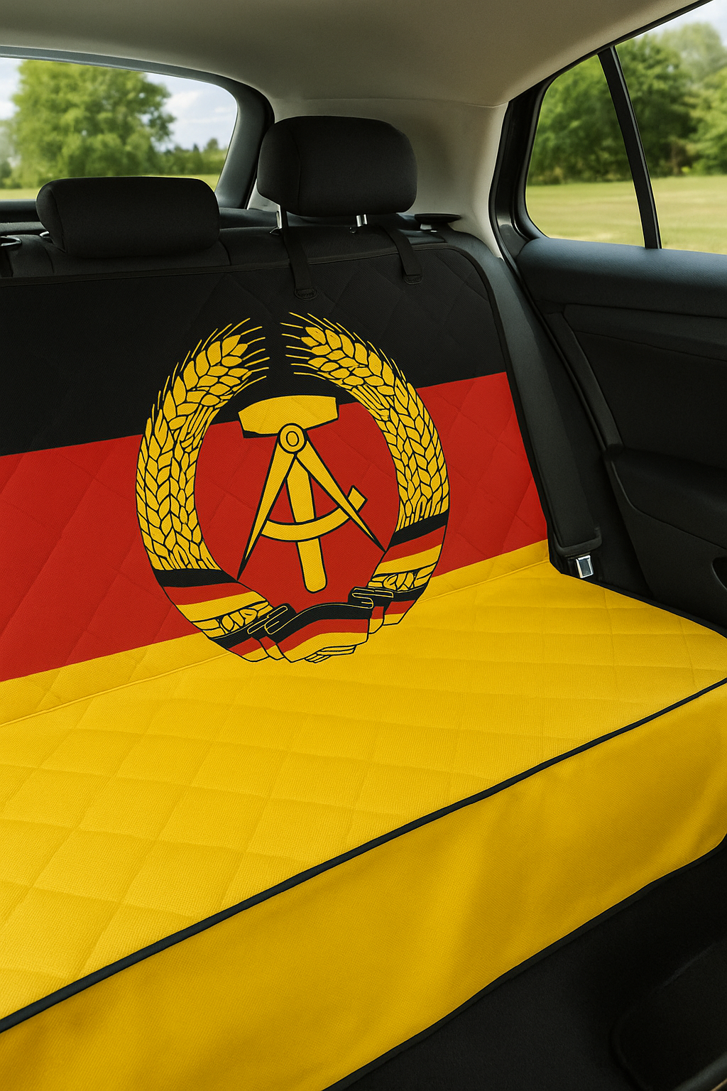 DDR Autoschutzdecke für Hunde mit Fahne