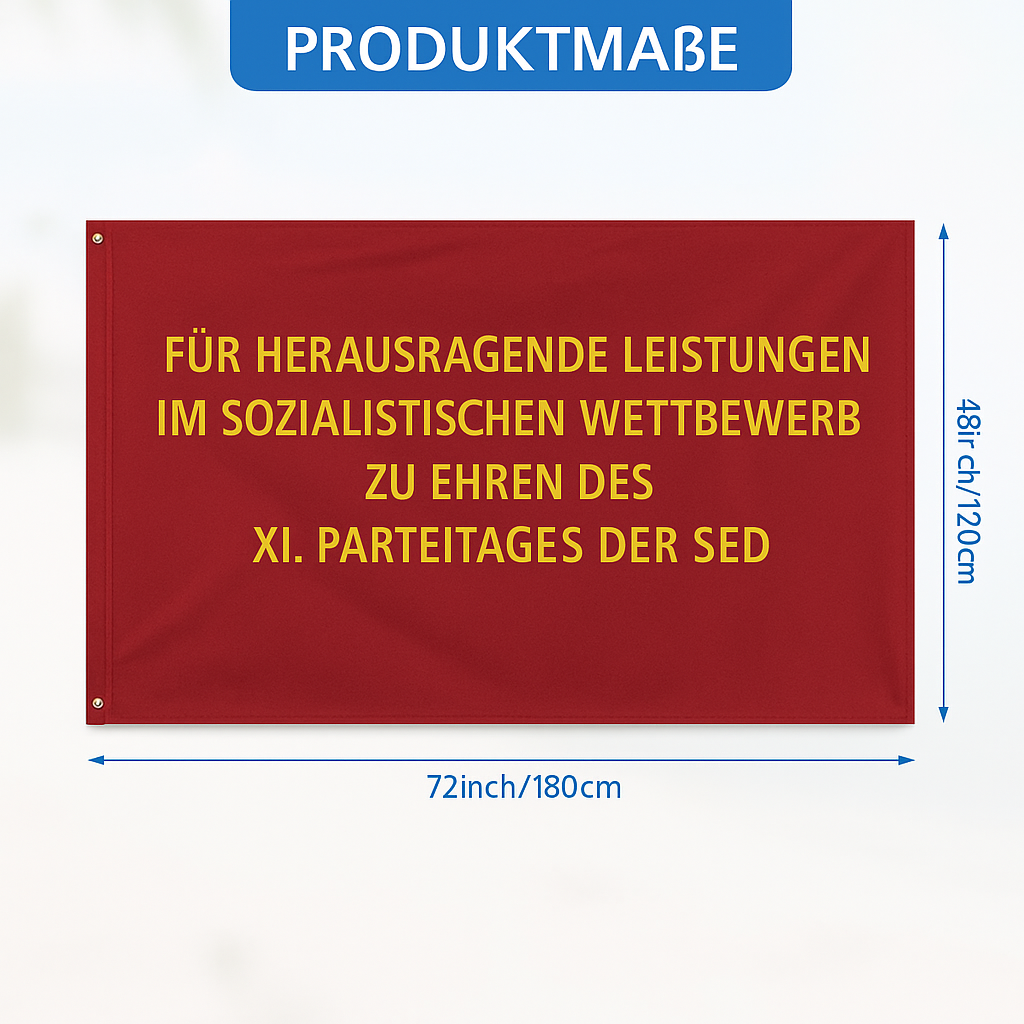 DDR-Flagge: XI. Parteitag der SED – Sozialistischer Wettbewerb