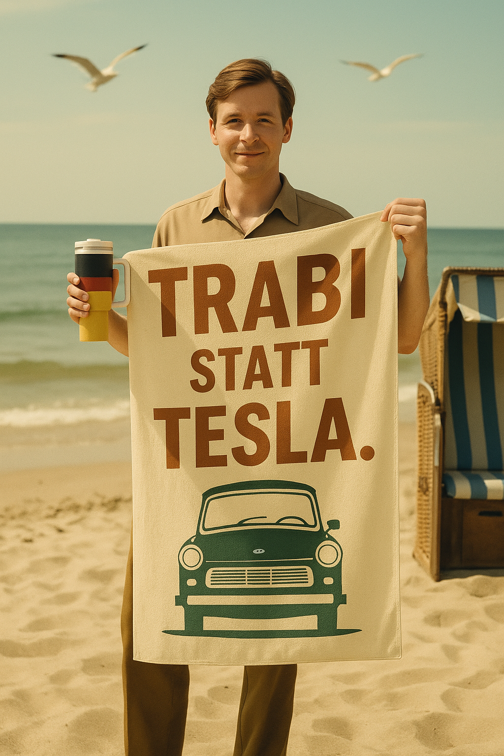 Trabi statt Tesla Handtuch
