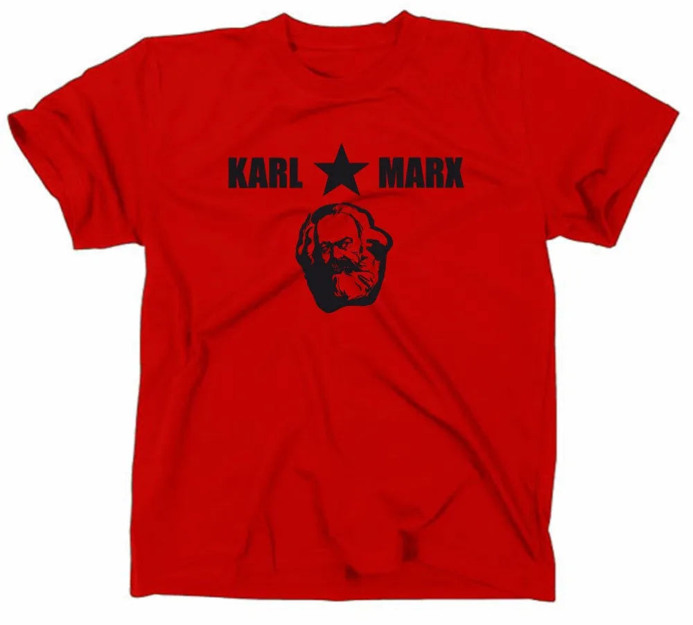 Karl Marx T-Shirt – Rotes Statement-Shirt mit Stern und Porträt