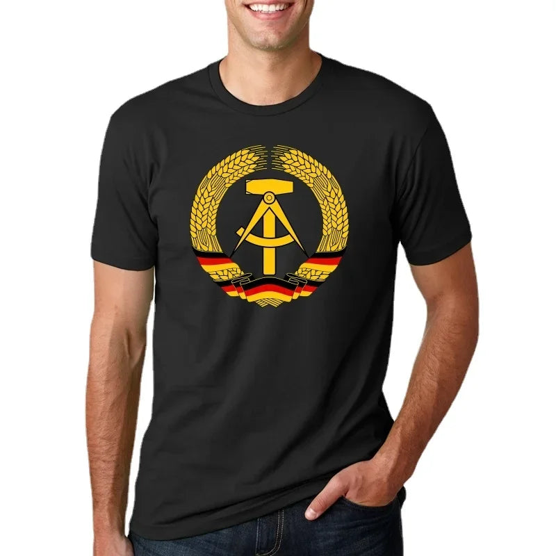 DDR Staatswappen T-Shirt mit Hammer, Zirkel und Ährenkranz