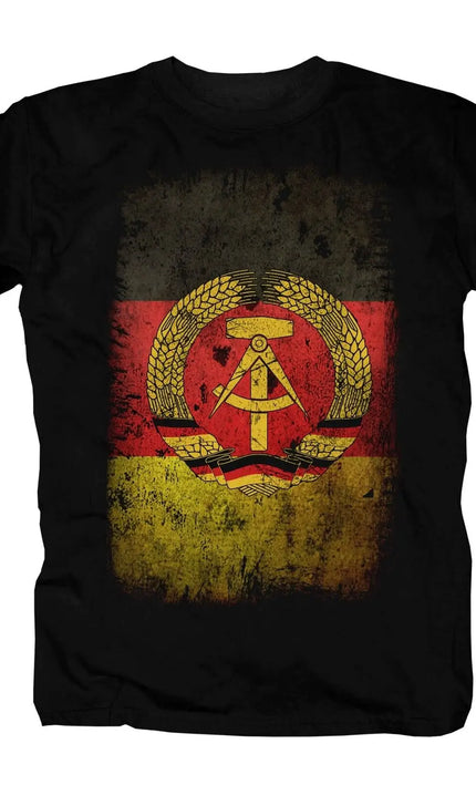 DDR Flaggen T-Shirt – Ostdeutsches Staatswappen im Vintage-Look