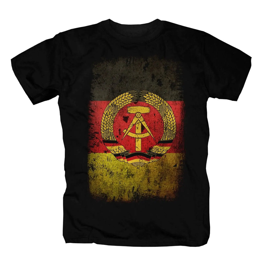DDR Flaggen T-Shirt – Ostdeutsches Staatswappen im Vintage-Look