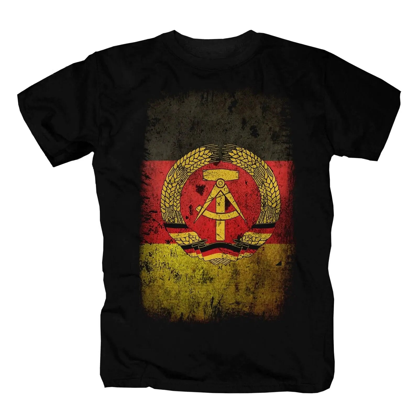 DDR Flaggen T-Shirt – Ostdeutsches Staatswappen im Vintage-Look