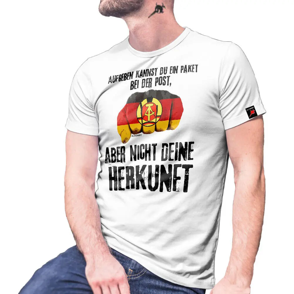 DDR Shirt Aufgeben kannst du ein Paket – Herkunft Motiv mit Faust